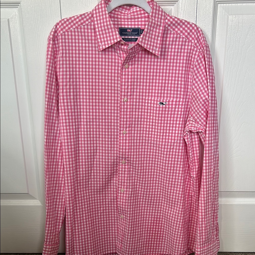 Vineyard Vines Men's Pink Gingham Shirt